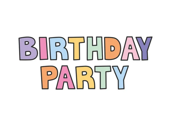 Birthday Party Lettering White — Stock Vector