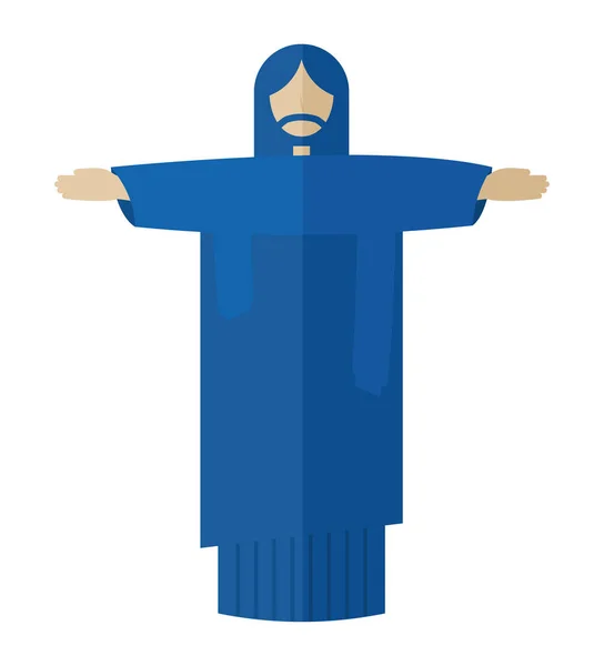 Bleu Rédempteur Christ Sur Blanc — Image vectorielle