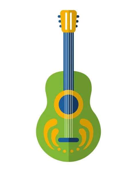 Acoustic Guitar Design Brazilian Flag Colors — Stock Vector