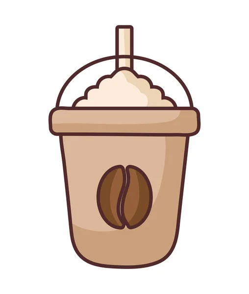 Kaffee Frappe Mit Sahne Über Weiß — Stockvektor