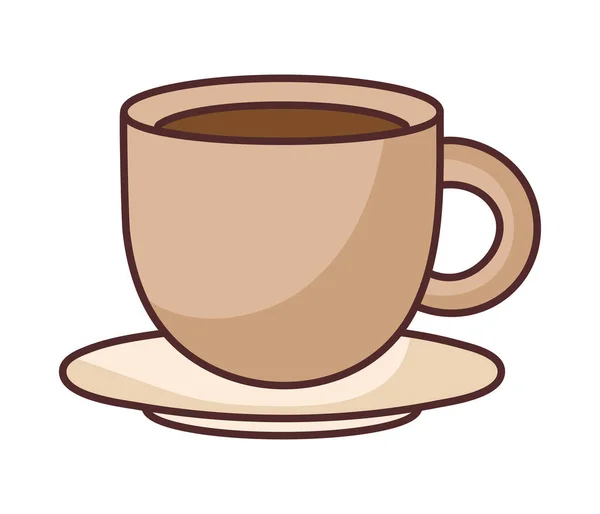 Keramický Hrnek Kávu Přes Bílou — Stockový vektor