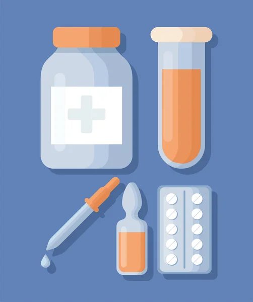 Conjunto Cinco Iconos Medicina — Vector de stock