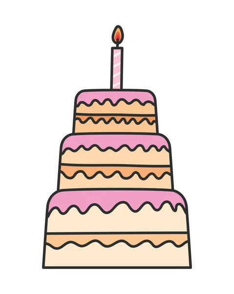 Gâteau Anniversaire Tourbière Sur Blanc — Image vectorielle