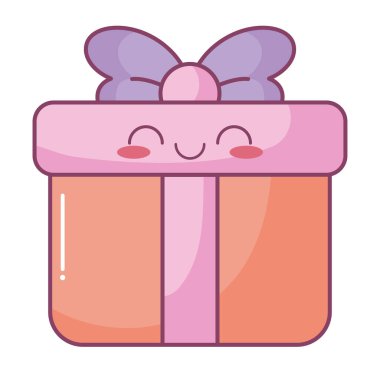 Beyaz yerine kawaii hediye kutusu.