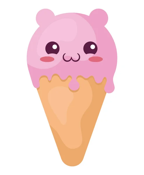 Kawaii Eis Über Weiß — Stockvektor