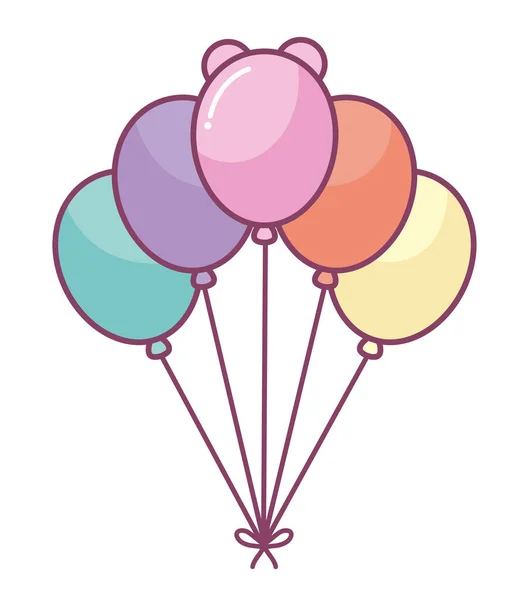 Geburtstag Luftballons Design Über Weiß — Stockvektor