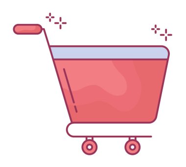 Pembe alışveriş arabası beyaz üzerine