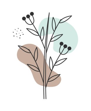 Renk baloncukları üzerine bitki resmi