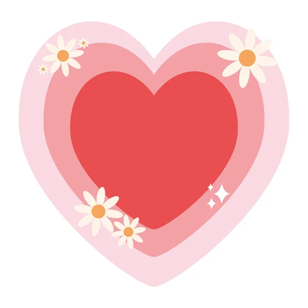 Hjärta Med Blommor Över Vitt — Stock vektor