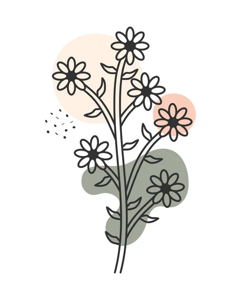 Ikona Rośliny Botanicznej Nad Kolorowymi Bąbelkami — Wektor stockowy