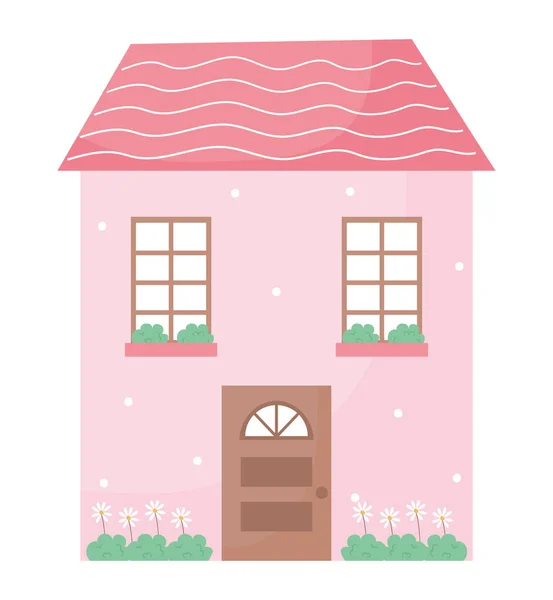 Illustrazione Rosa Della Casa Sopra Bianco — Vettoriale Stock