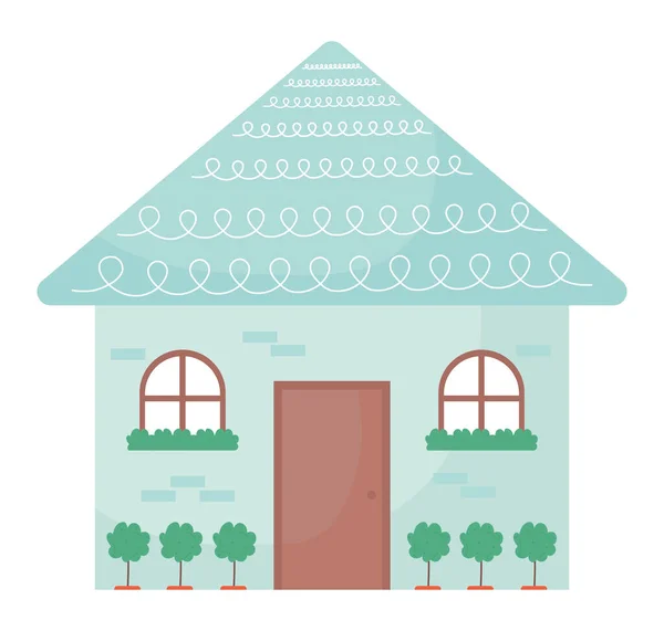 Illustration Maison Verte Sur Blanc — Image vectorielle