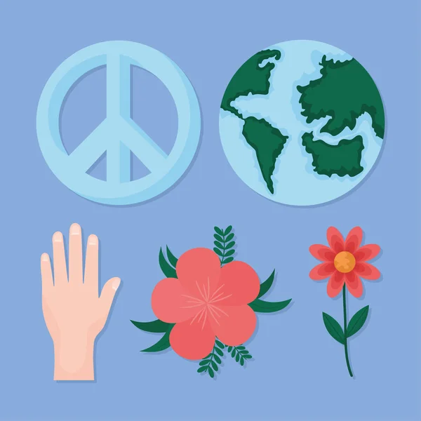 Set Five Peace Day Items — Stock Vector