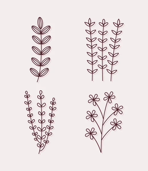 Set Van Planten Minimalistische Tatoeages — Stockvector