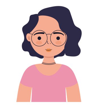 Gözlüklü kadın beyazın üstünde