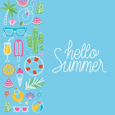 design of hello summer with beach items
