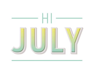 illustration of hi july lettering