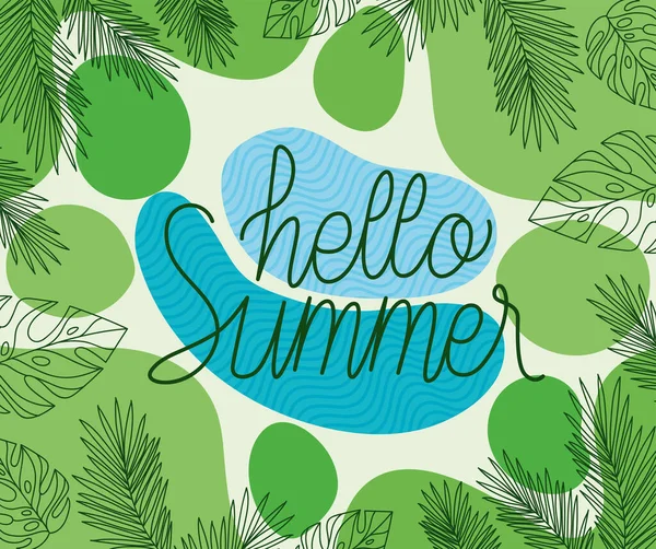 Poster Hello Summer Leaves — Vector de stock