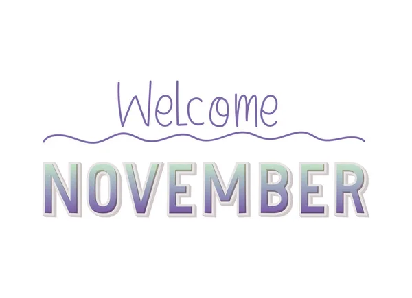Illustration Welcome November Lettering — Stockový vektor