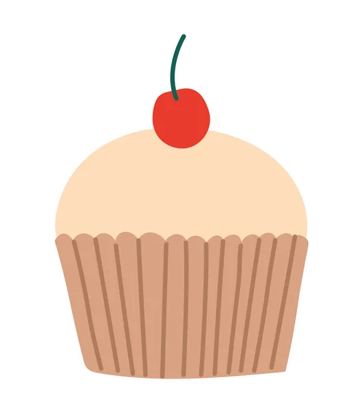 Cupcake Cherry White — Stock Vector