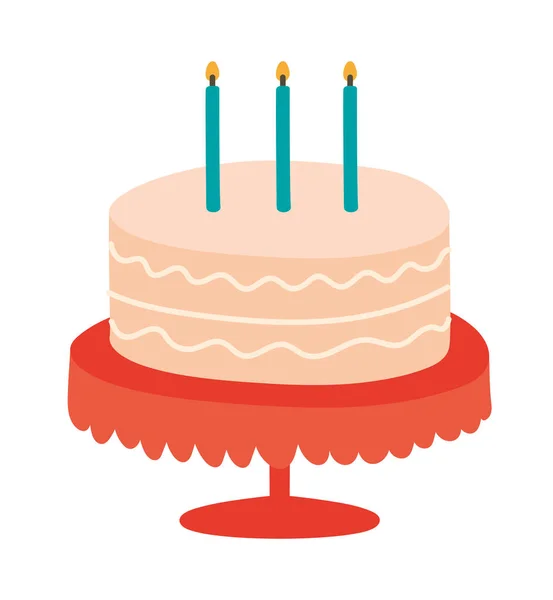 Colorful Birthday Cake White — Vector de stock