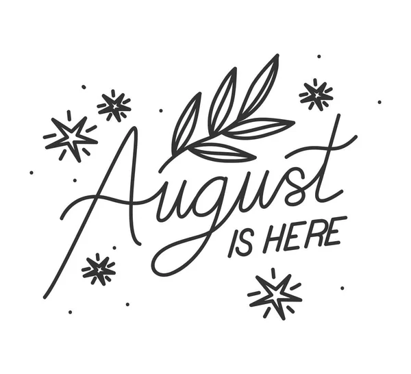 Design August Here Lettering — Wektor stockowy