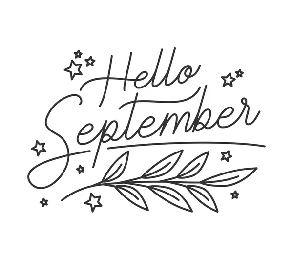 Design Hello September Lettering — Stock Vector