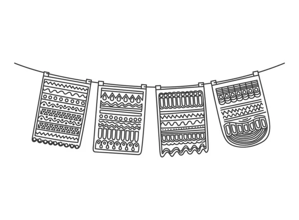 Mexican Garlands Illustration White — Image vectorielle