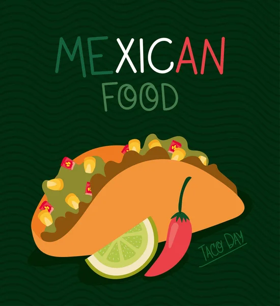 Mexican Food Poster Taco Pepper — стоковый вектор