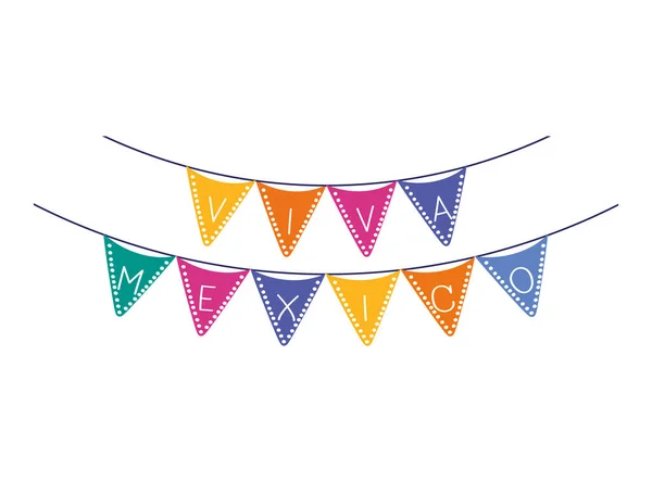 Colorful Mexican Garlands White — Stockvector