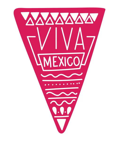 Pink Garland Design Viva Mexico Lettering — Stock Vector