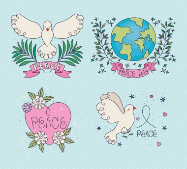 poster of peace day icons set