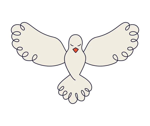 White Dove Design Isolated Icon — Stockový vektor