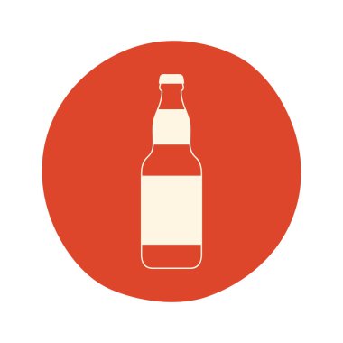 beer bottle on circle over white