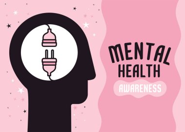 world mental health poster with human profile