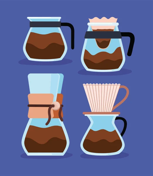Poster Coffee Pots Set — Stok Vektör