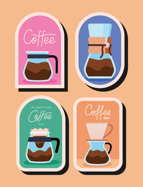 Poster Coffee Stamps Set — Vetor de Stock
