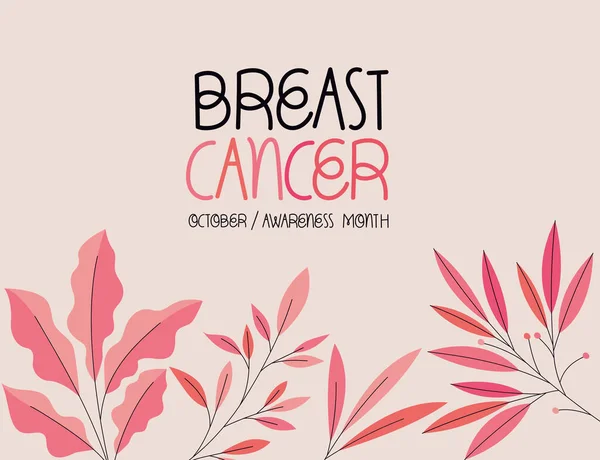 Breast Cancer Awareness Month Card Lettering — ストックベクタ