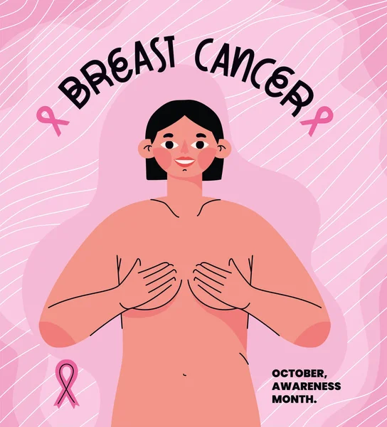 Breast Cancer Awareness Cartel Woman — ストックベクタ