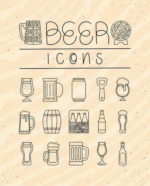 Poster Beer Icons Set — Stok Vektör