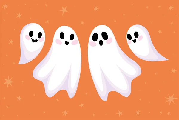 Halloween Ghost Poster Stars — ストックベクタ