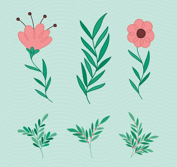 Set Colored Plants Flowers — Διανυσματικό Αρχείο