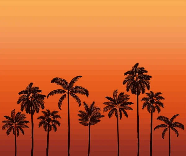 Poster Beach Sunset Palms — Archivo Imágenes Vectoriales