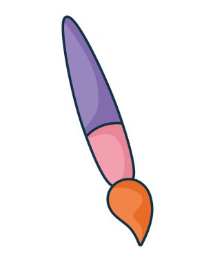 colored paint brush over white