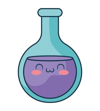 kawaii chemical flask over white