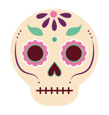 decorated skull design over white