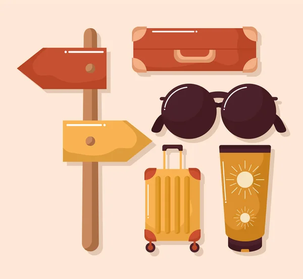 Set Colored Trip Icons — Wektor stockowy