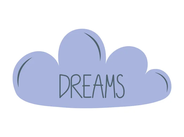 Cloud Dreams Lettering White — Stock Vector