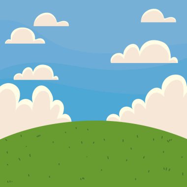 grass landscape poster with blue sky
