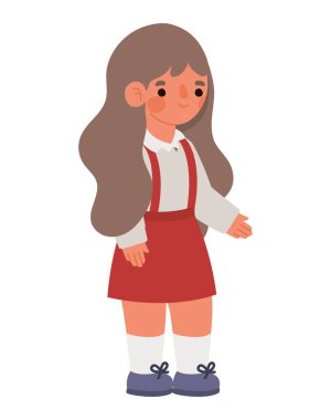 cute schoolgirl illustration over white